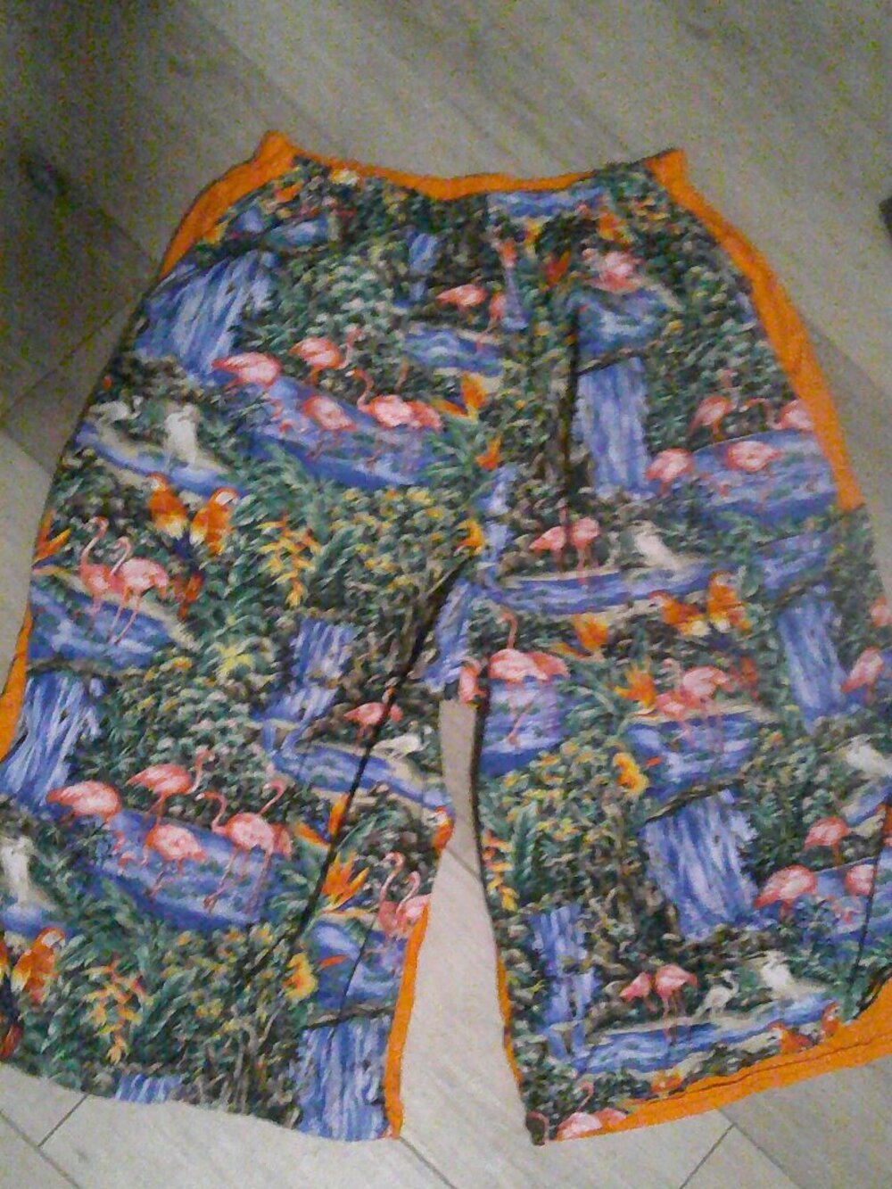 Unisex Large Tropical Print Elastic Waist Shorts-Homemade-Unique!